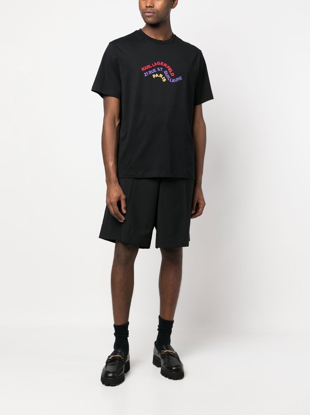 Shop Karl Lagerfeld Wave Logo-print T-shirt In Black