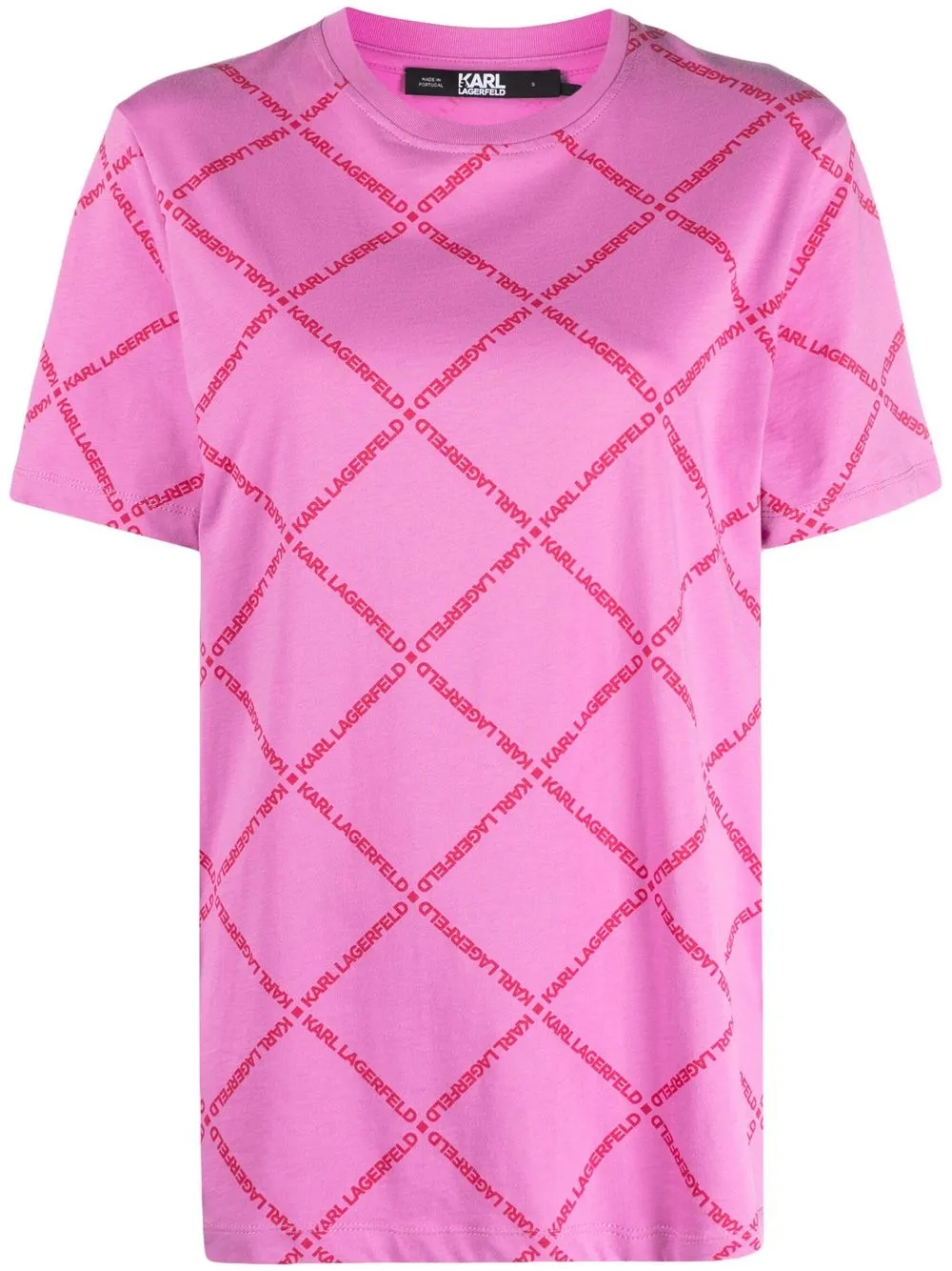 

Karl Lagerfeld diamond logo-print T-shirt - Pink