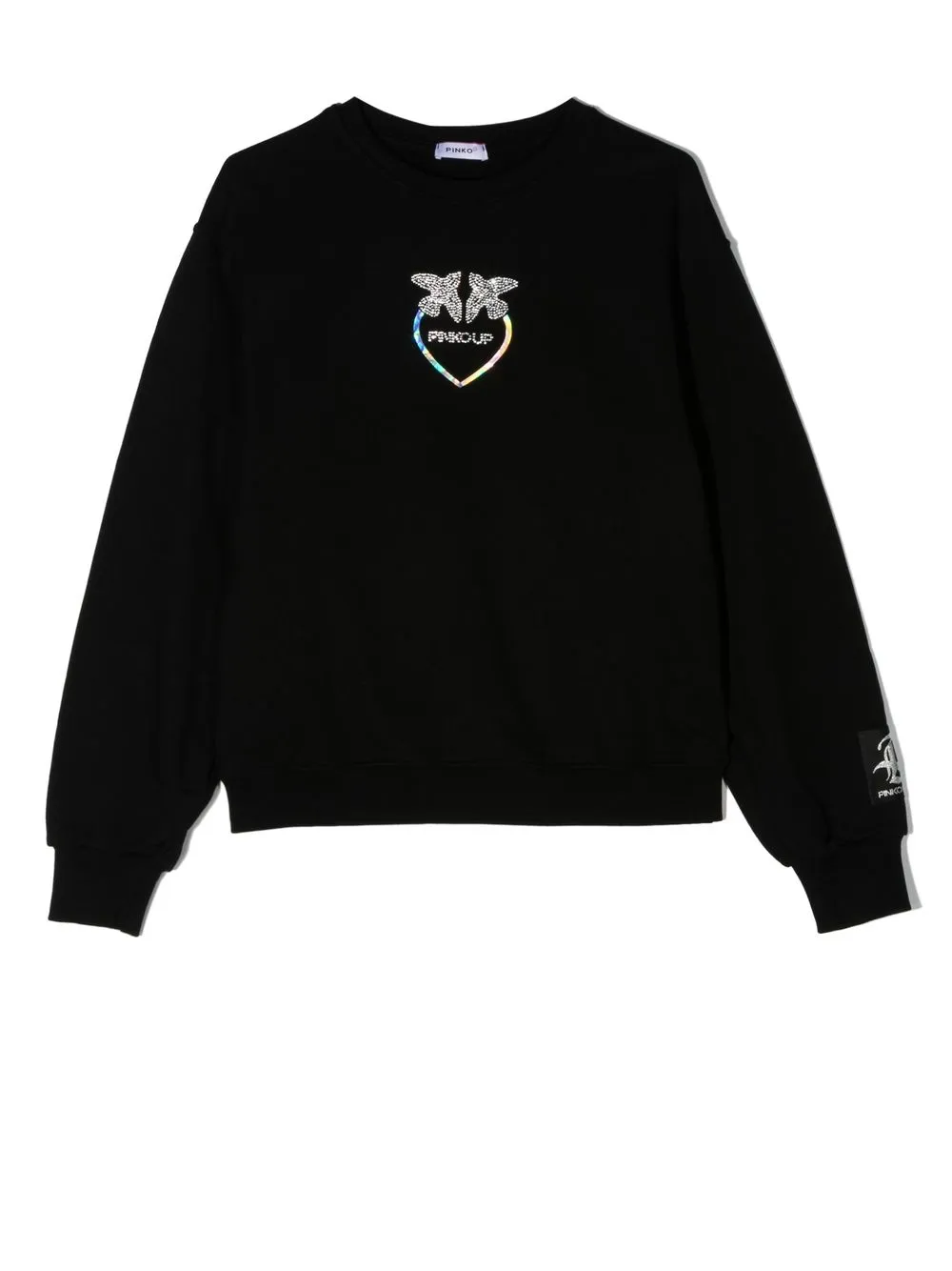 

Pinko Kids TEEN holographic rhinestone logo sweatshirt - Black