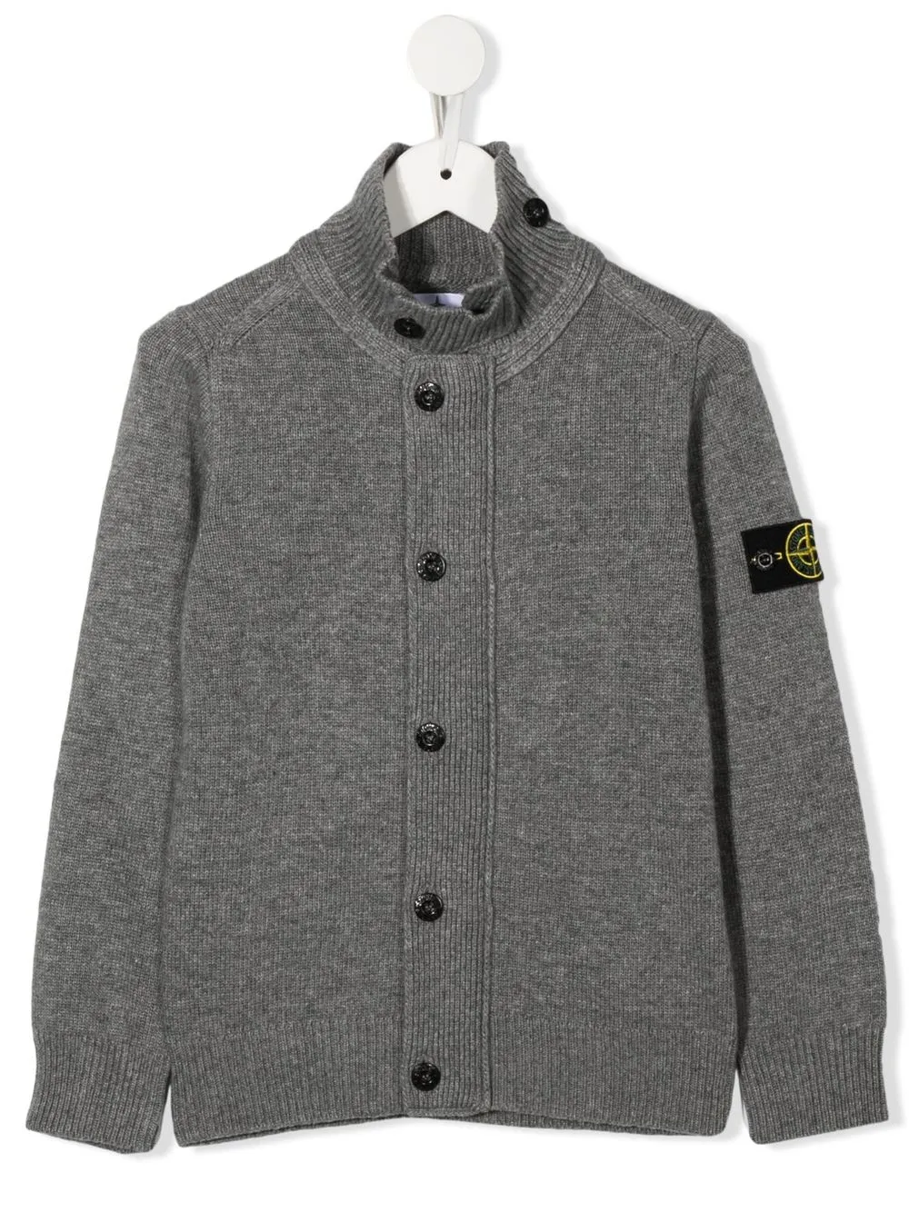 

Stone Island Junior cárdigan con botones y parche del logo - Gris