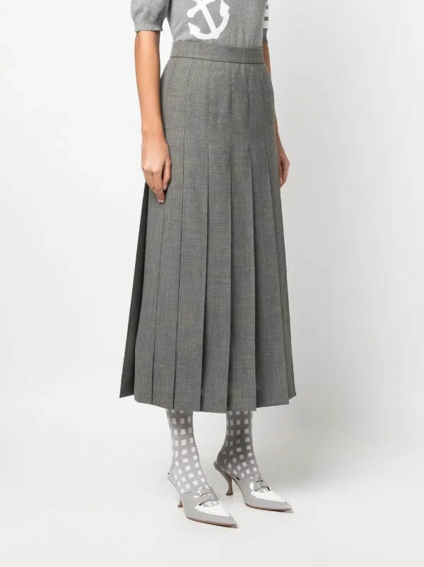 Grey wool outlet pleated midi skirt