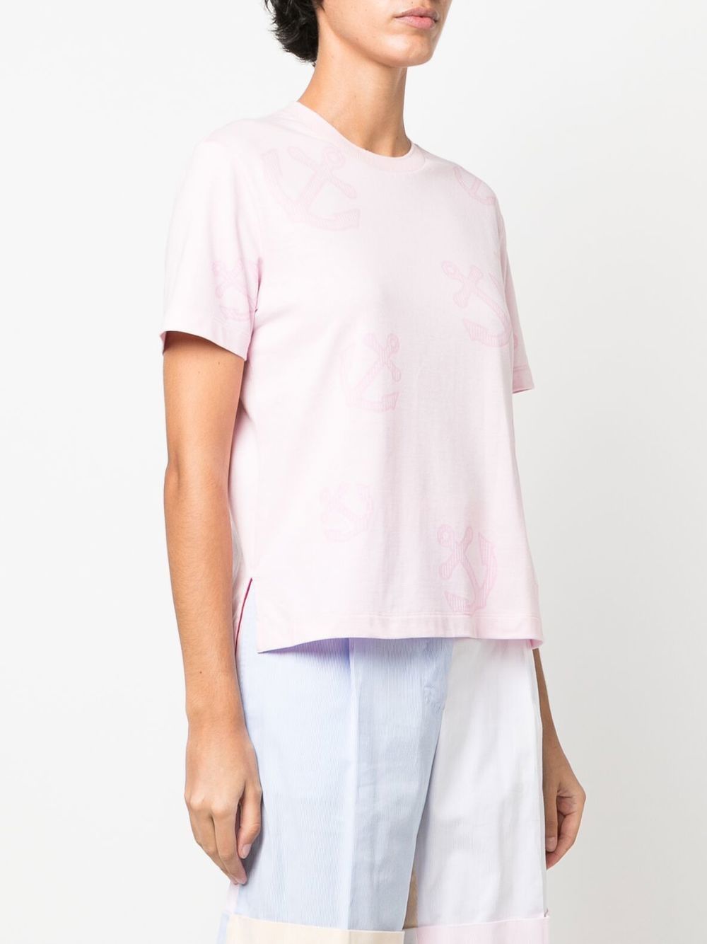 Shop Thom Browne Anchor-print T-shirt In 粉色