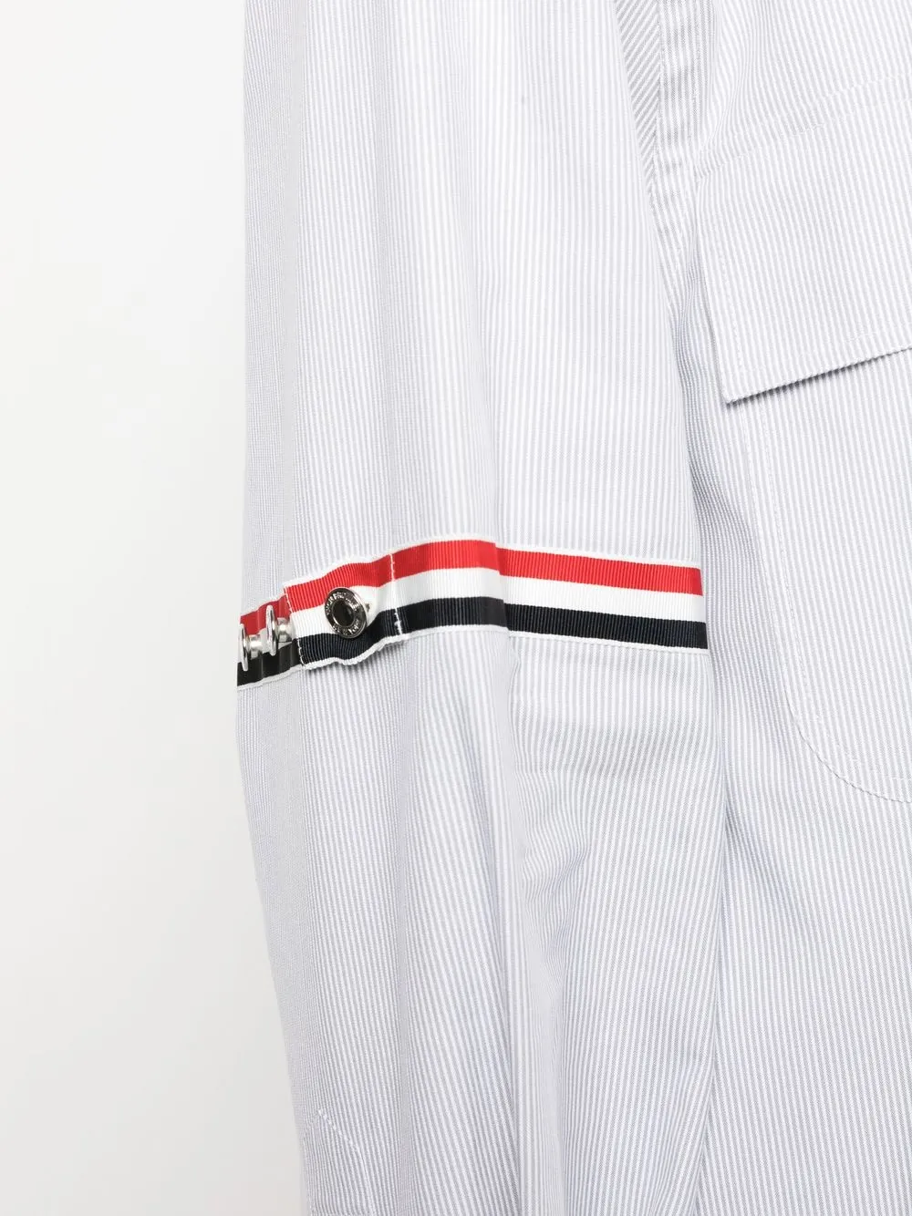 Thom Browne Rwb Stripe Longline Shirt In Grau