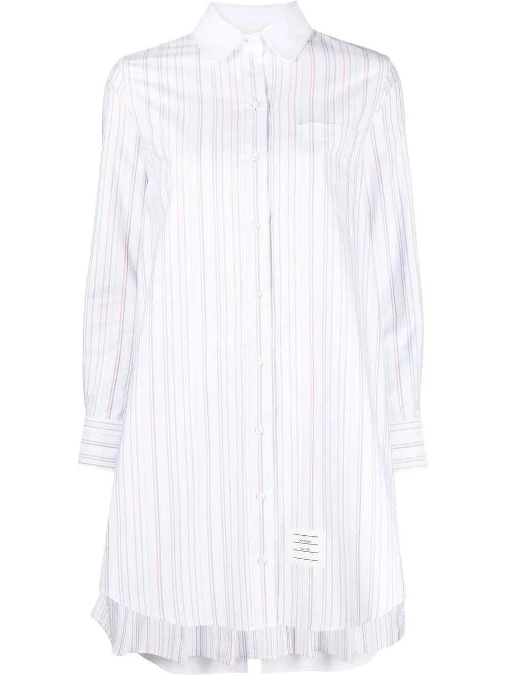 Thom Browne Striped Pleat-detail Shirtdress In White