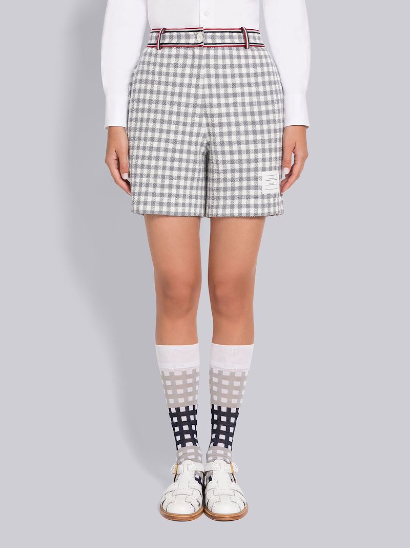 Gingham Stripe Trim High Waisted Short Thom Browne Official