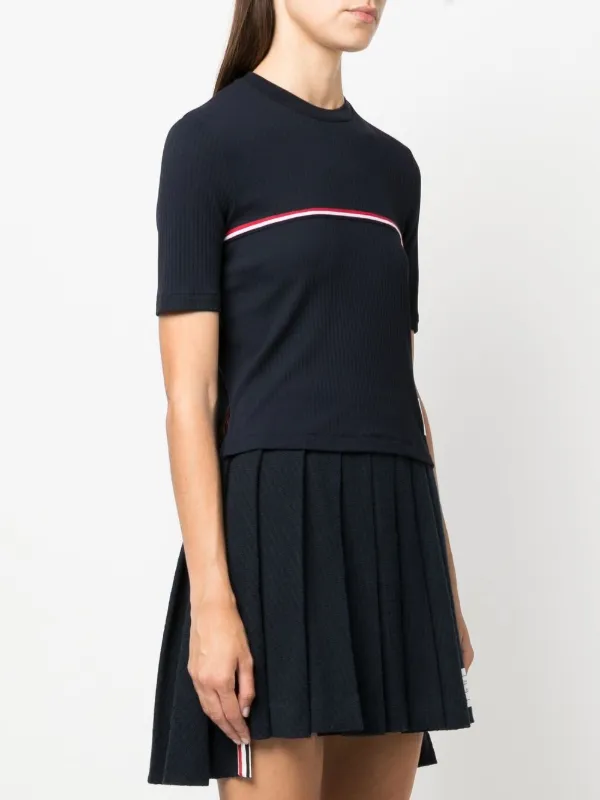【美品】THOMBROWN コットンTシャツ Thom Browne RWB-stripe Ribbed Cotton T-shirt | Blue | FARFETCH
