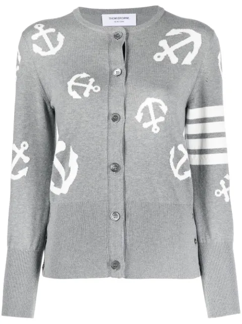 Thom Browne Anchor intarsia 4-Bar cardigan