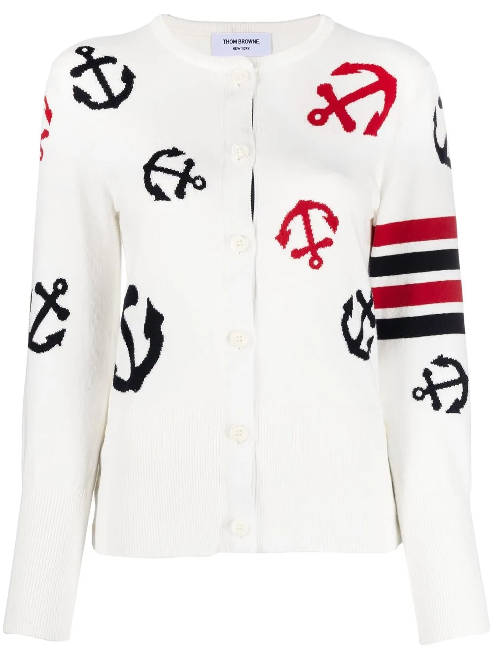 Thom Browne intarsia-pattern cardigan - White