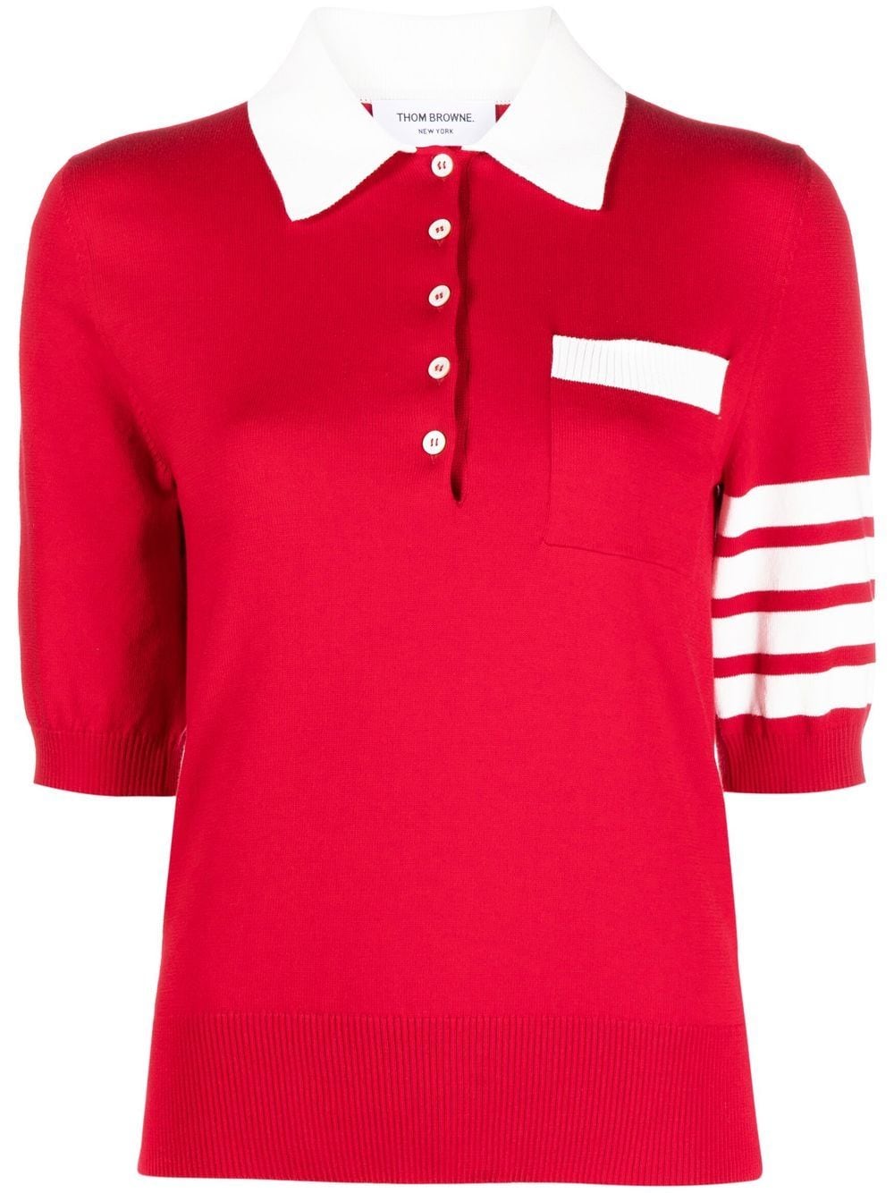 Thom Browne Hector Intarsia Polo Shirt In Red