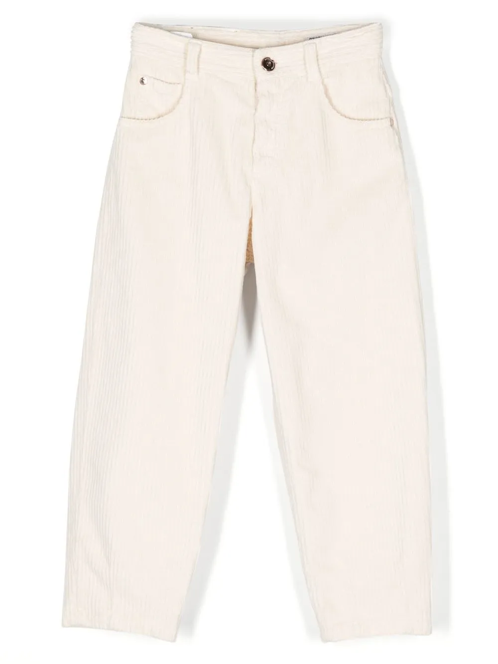 

Brunello Cucinelli Kids pantalones de pana con detalles de cadena Monili - Blanco