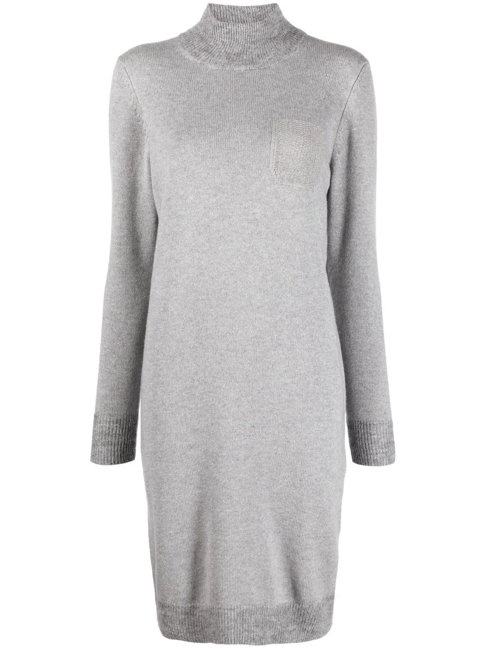 

Peserico contrast-pocket high-neck dress - Grey