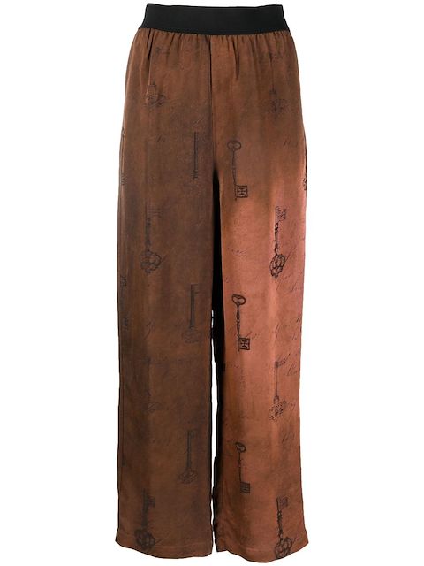 Uma Wang High-Waist-Hose mit Schlüssel-Print