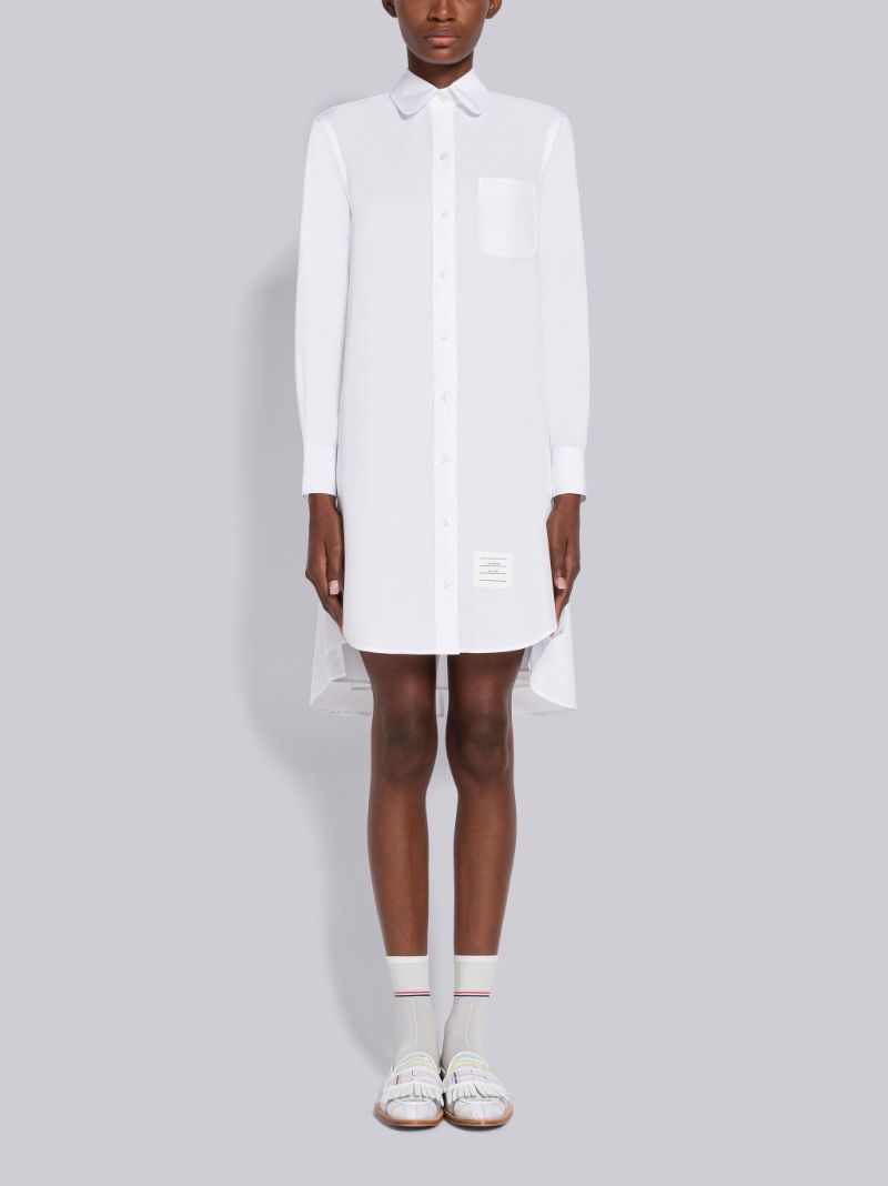 Solid Poplin Pleated Back Mini Shirtdress | Thom Browne Official