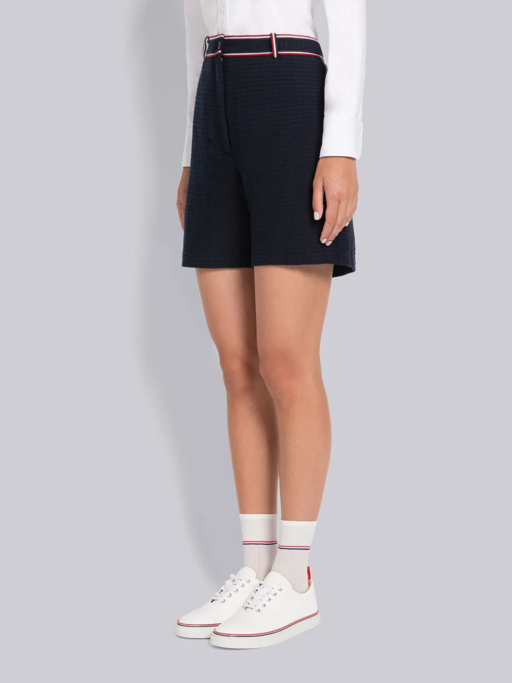 Thom Browne Rwb Stripe Shorts In Blue