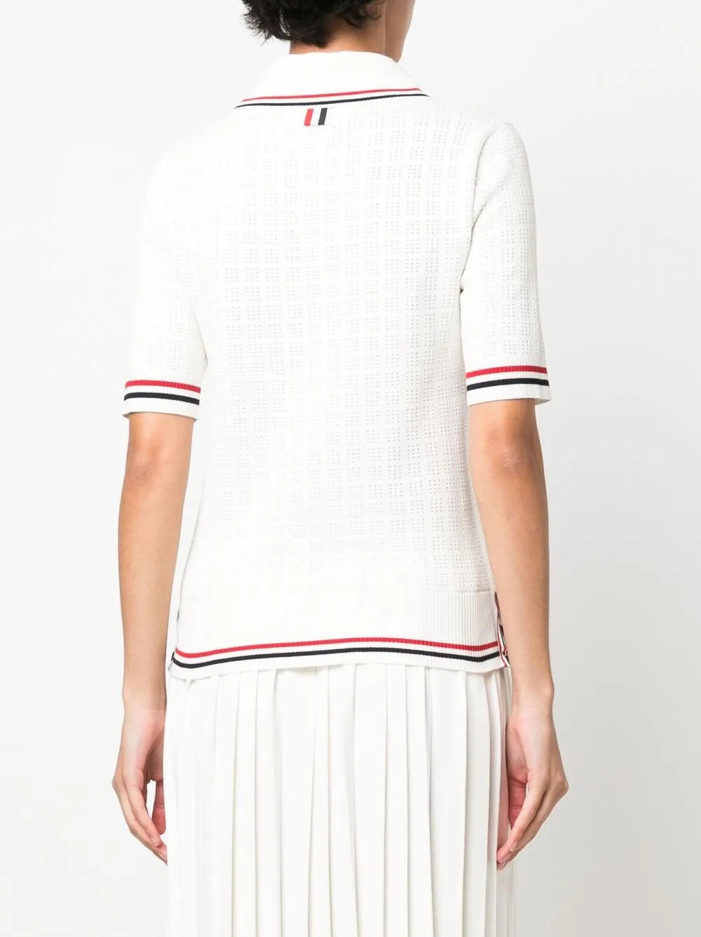 Thom Browne Rwb Pointelle Polo Shirt In Weiss