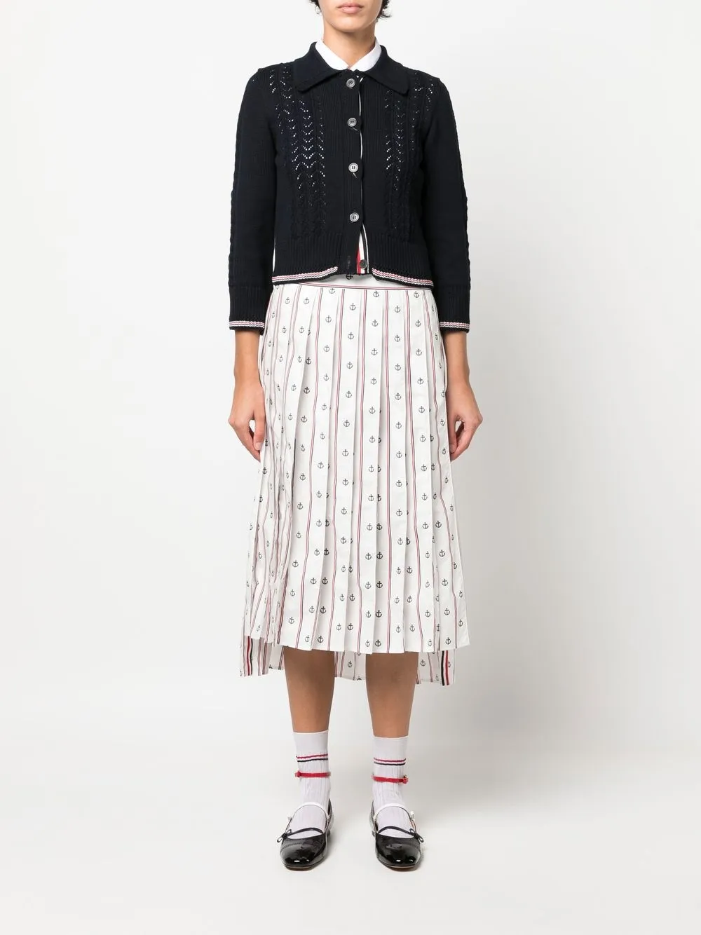 Thom Browne pointelle-knit cotton cardigan - Blauw