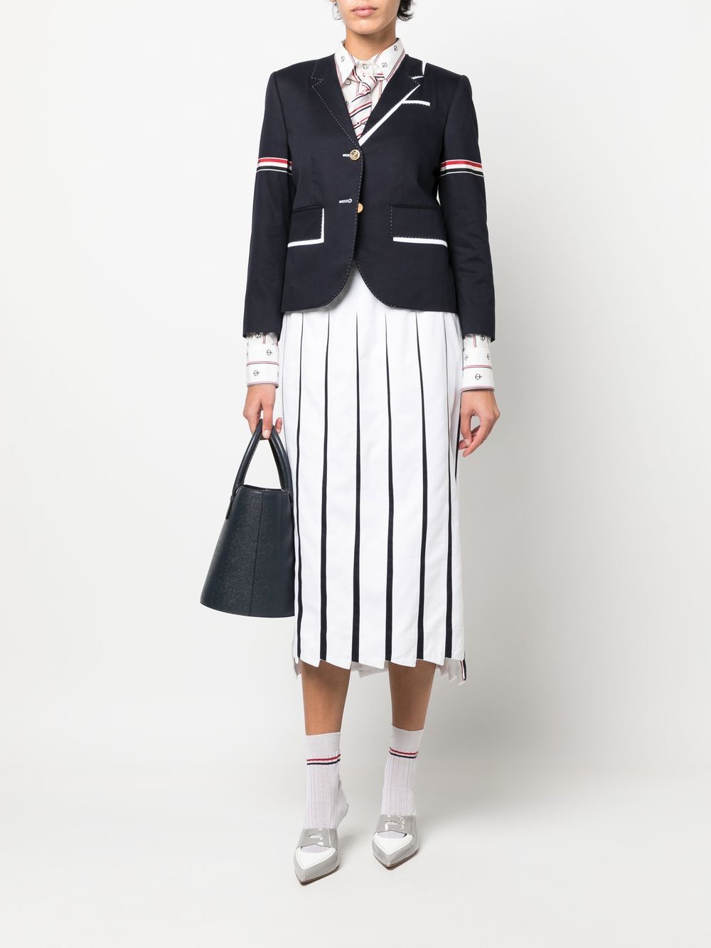 Thom Browne RWB stripe single-breasted blazer - Blauw