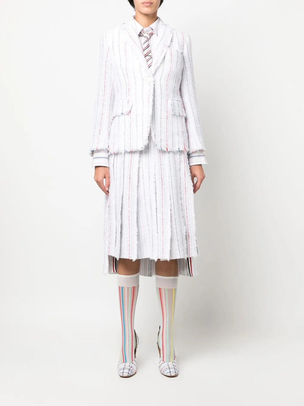 Thom Browne seersucker tweed blazer - Wit