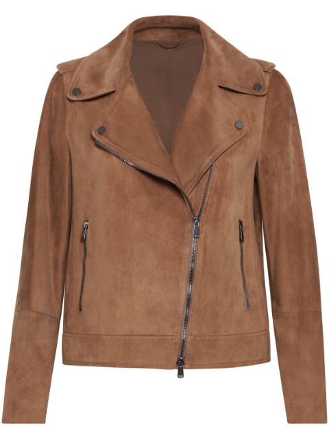 Brunello Cucinelli suede biker jacket Women