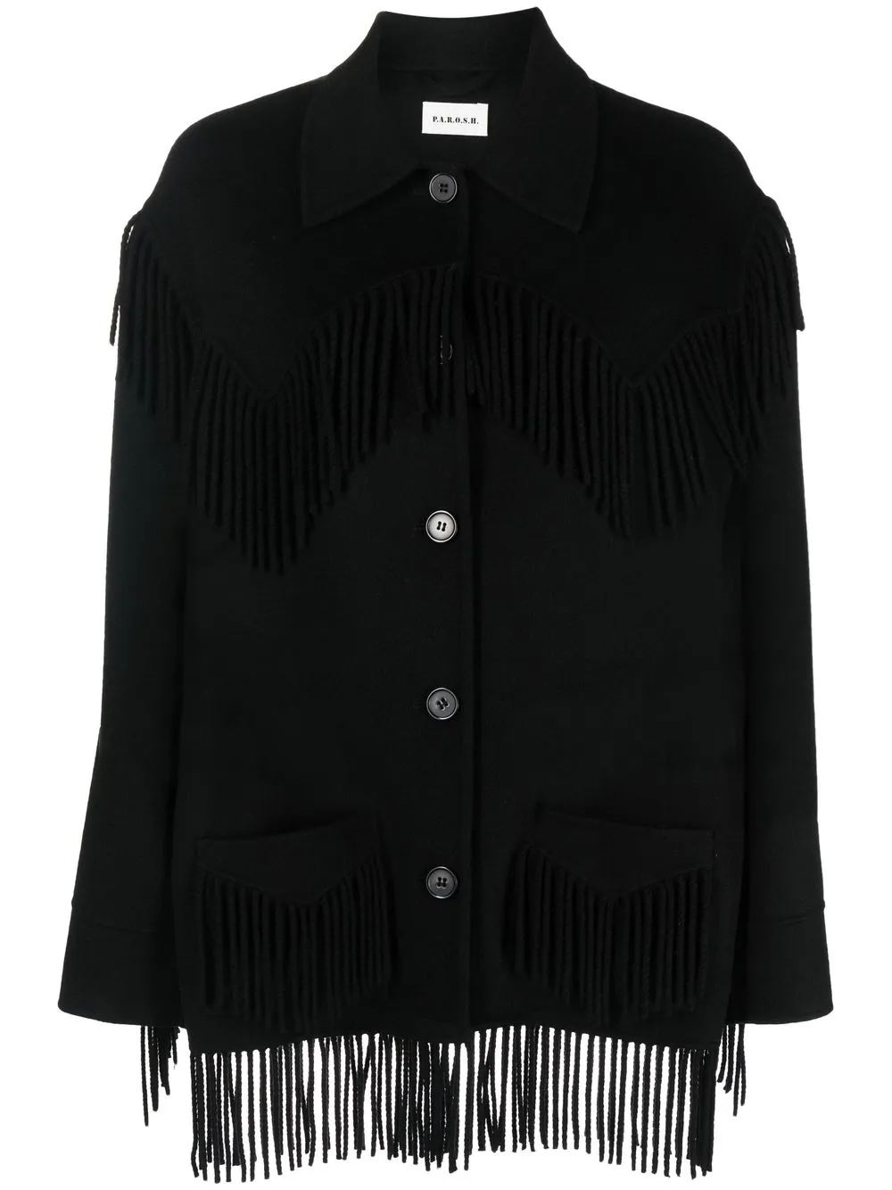 

P.A.R.O.S.H. chamarra con ribete de flecos - Negro
