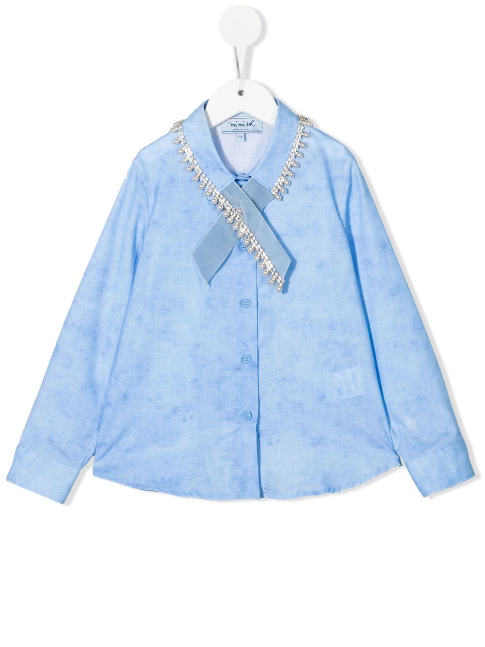 

Mi Mi Sol faux-pearl embellishment shirt - Blue