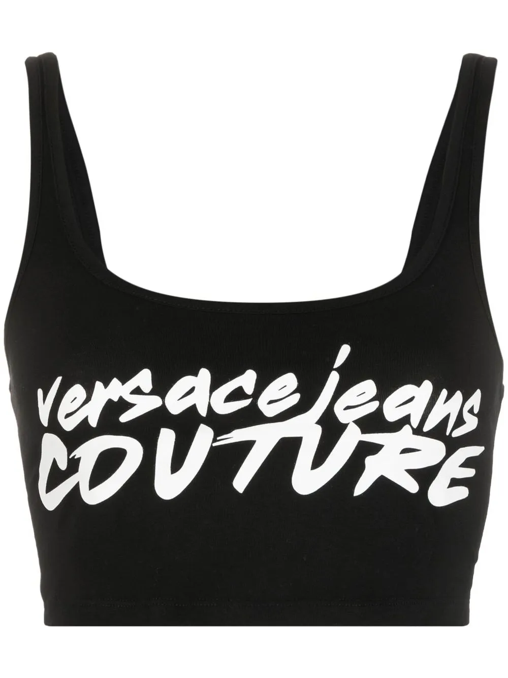 

Versace Jeans Couture top corto con logo estampado - Negro