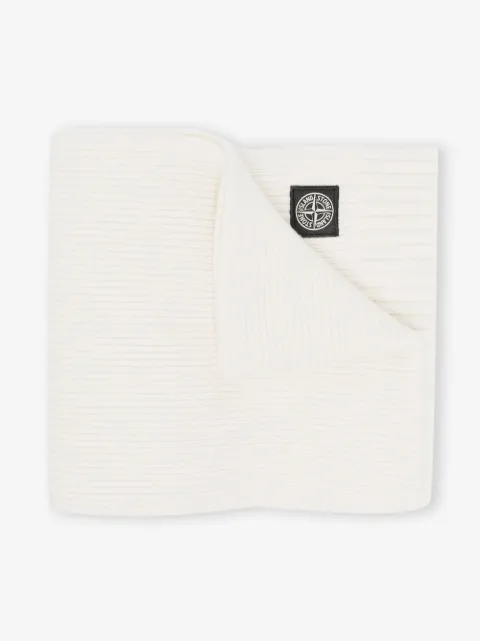 Stone Island Junior logo-patch ribbed-knit scarf