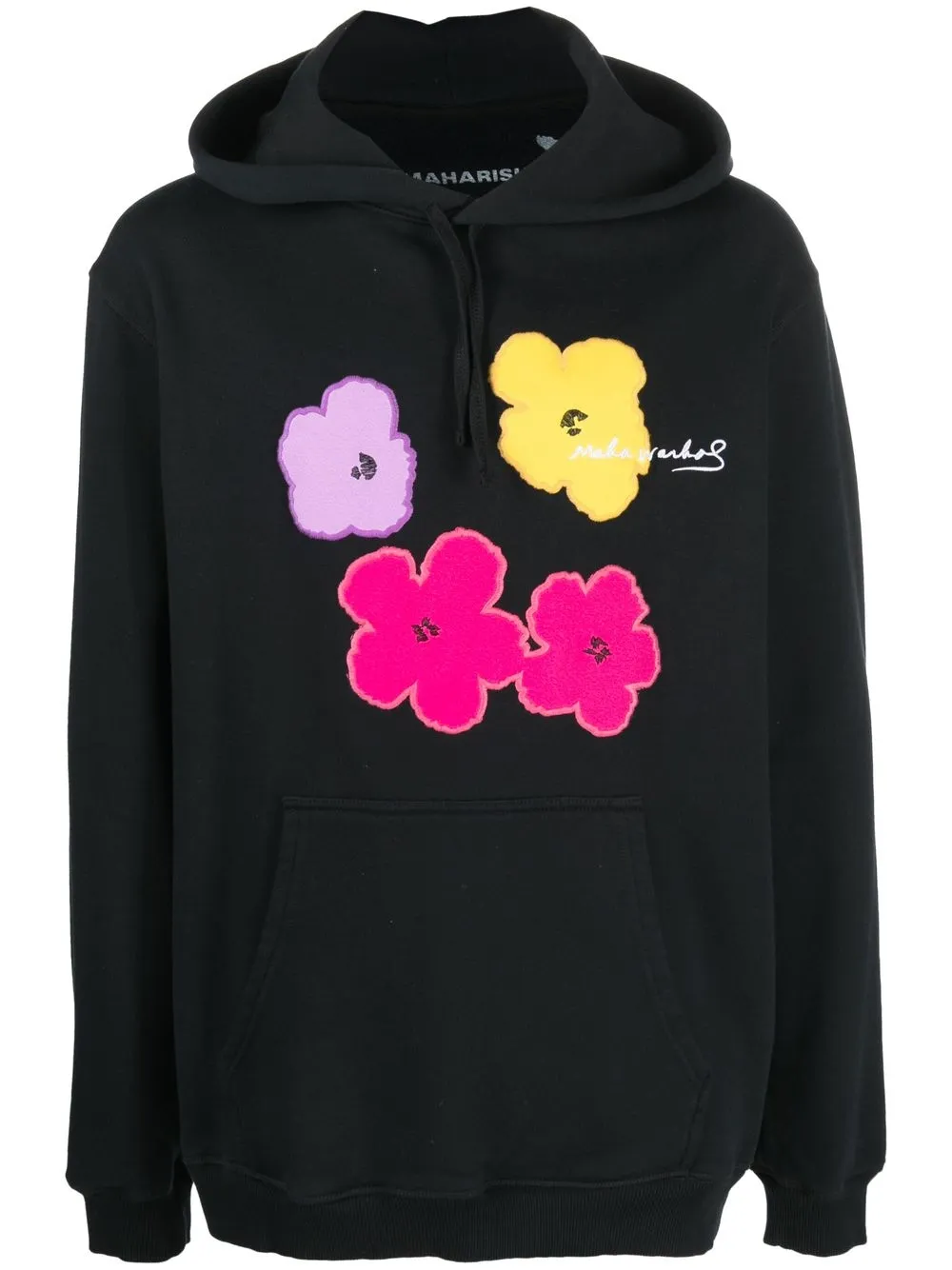 

Maharishi floral-embroidered hoodie - Black