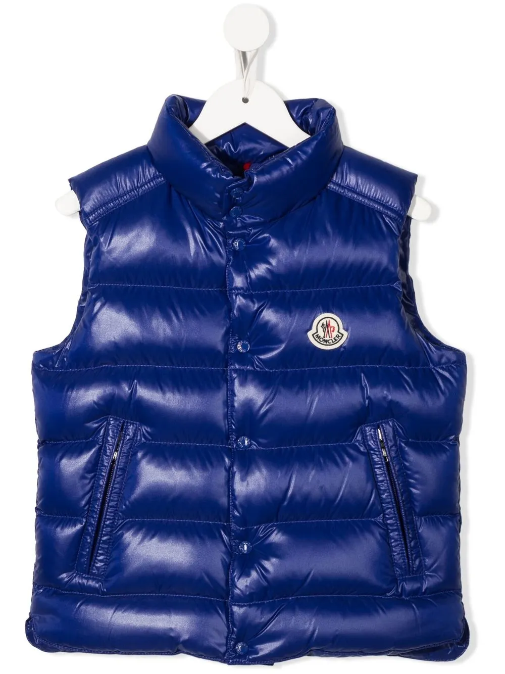 

Moncler Enfant chaleco capitonado con parche del logo - Azul