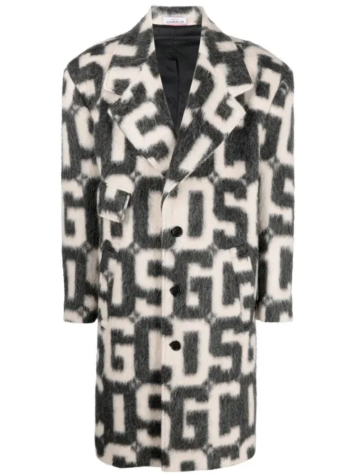 Manteau boutonné à motif monogrammé - GCDS - Modalova