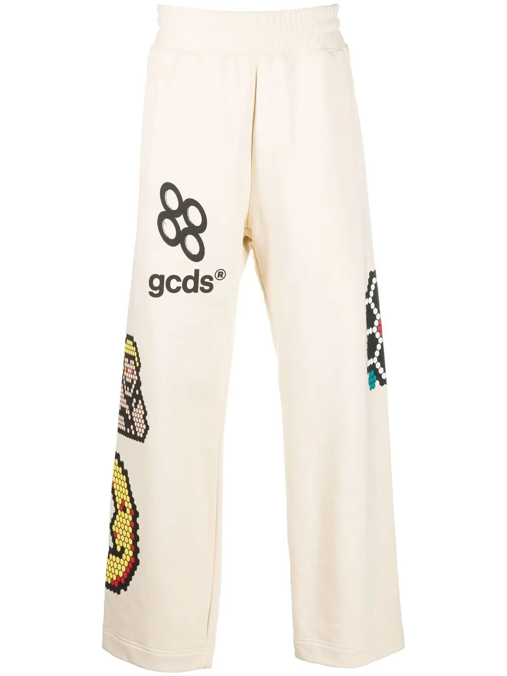 

Gcds Plush motif-print wide-leg track pants - Neutrals