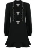 Self-Portrait crystal-embellished peplum minidress - Black