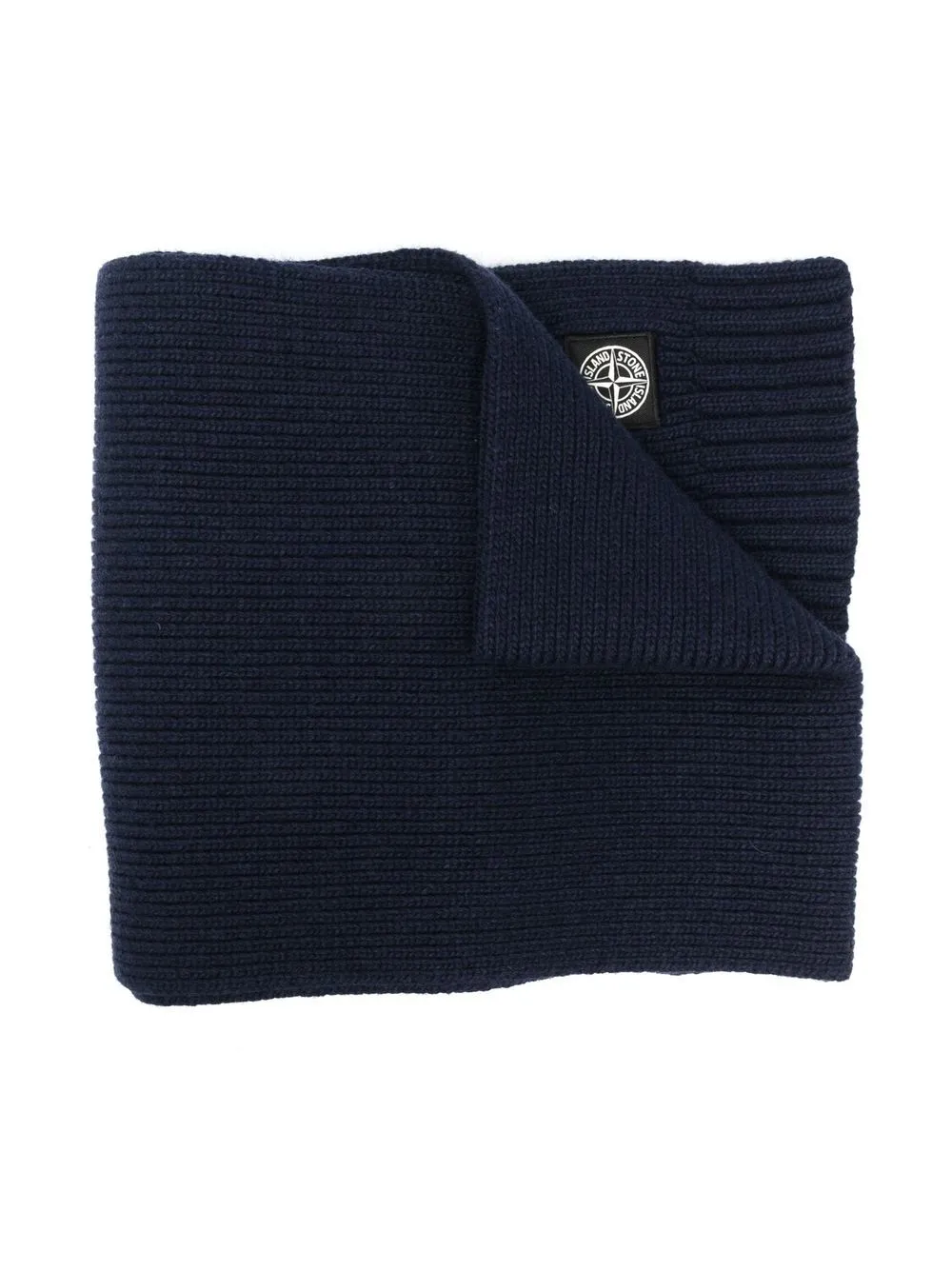 Stone Island Ribbed Knit Scarf In Blue
