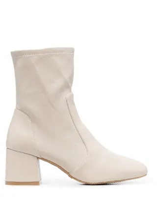 Stuart Weitzman square toe Leather Boots Neutrals FARFETCH OM