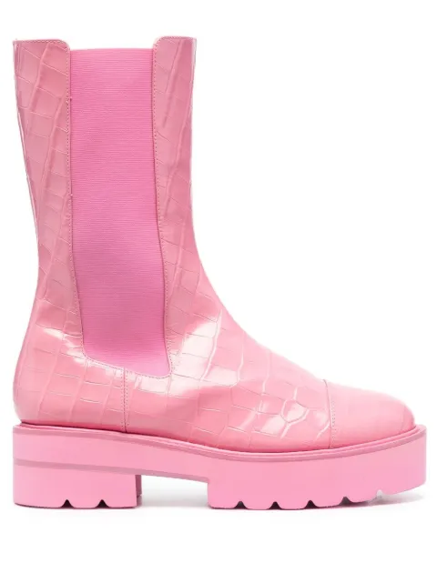 Stuart Weitzman crocodile-effect leather boots