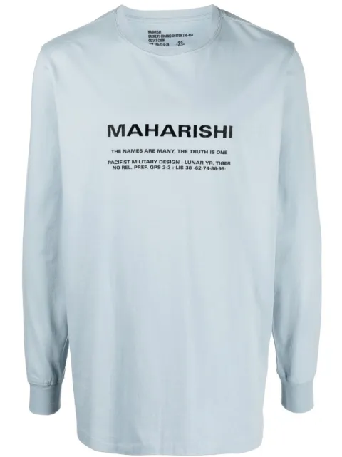 Maharishi playera manga larga con logo estampado