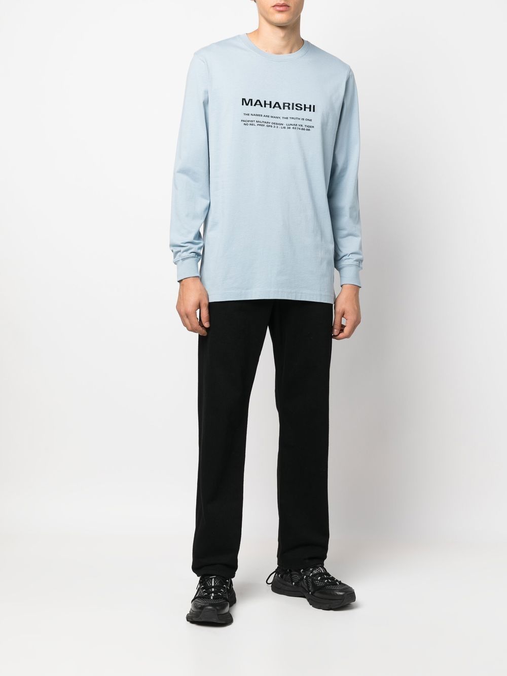 Shop Maharishi Logo-print Long-sleeve T-shirt In Blue