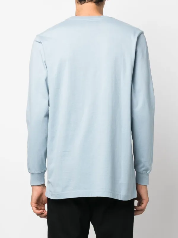 Maharishi logo-print long-sleeve T-shirt | Blue | FARFETCH
