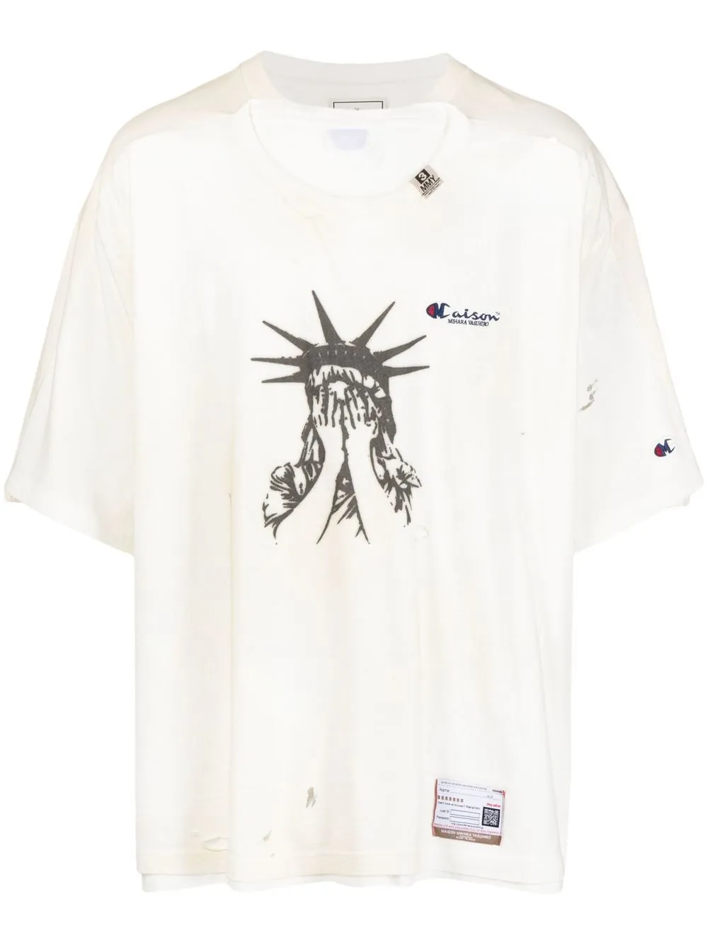 

Maison Mihara Yasuhiro playera oversize con estampado gráfico - Blanco