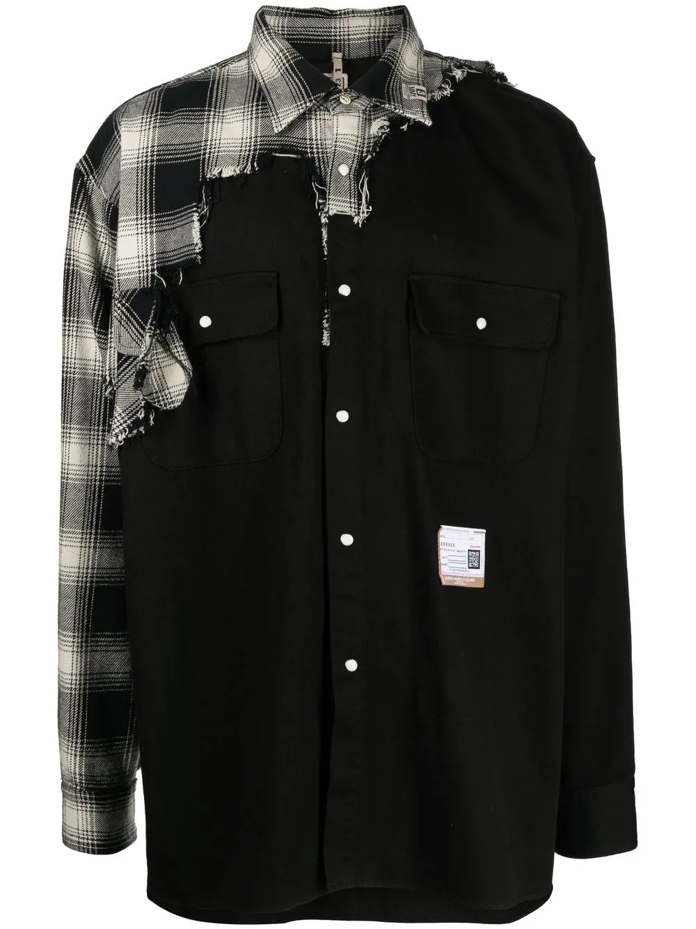 

Maison Mihara Yasuhiro camisa con motivo de cuadros y diseño patchwork - Negro