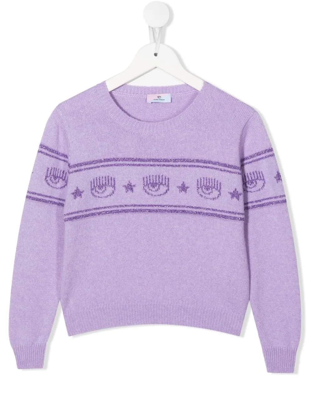 

Chiara Ferragni Kids Eyelike-intarsia shimmer jumper - Purple
