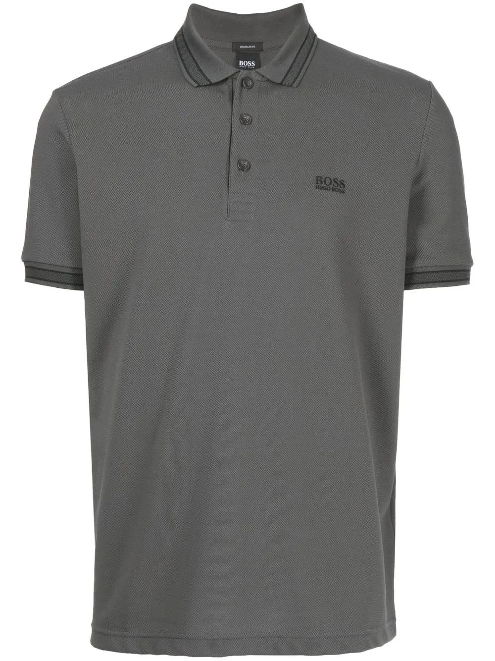 

BOSS playera tipo polo con logo bordado - Gris