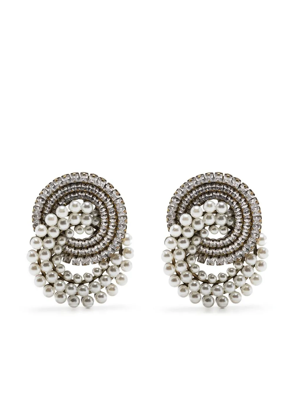 

Yun Yun Sun Circle Link embellished earrings - Brown