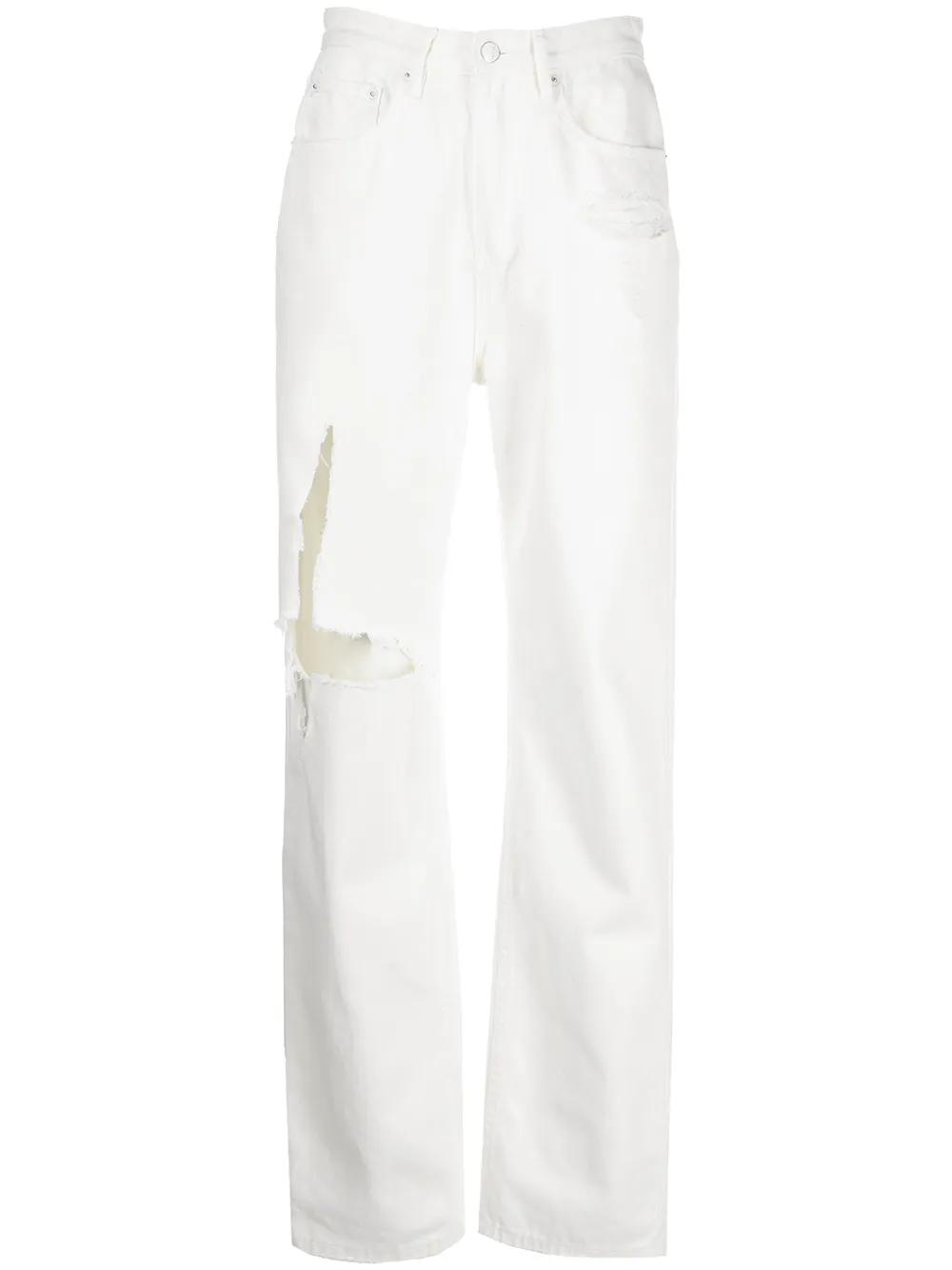 

Ksubi ripped high-rise straight leg jeans - White