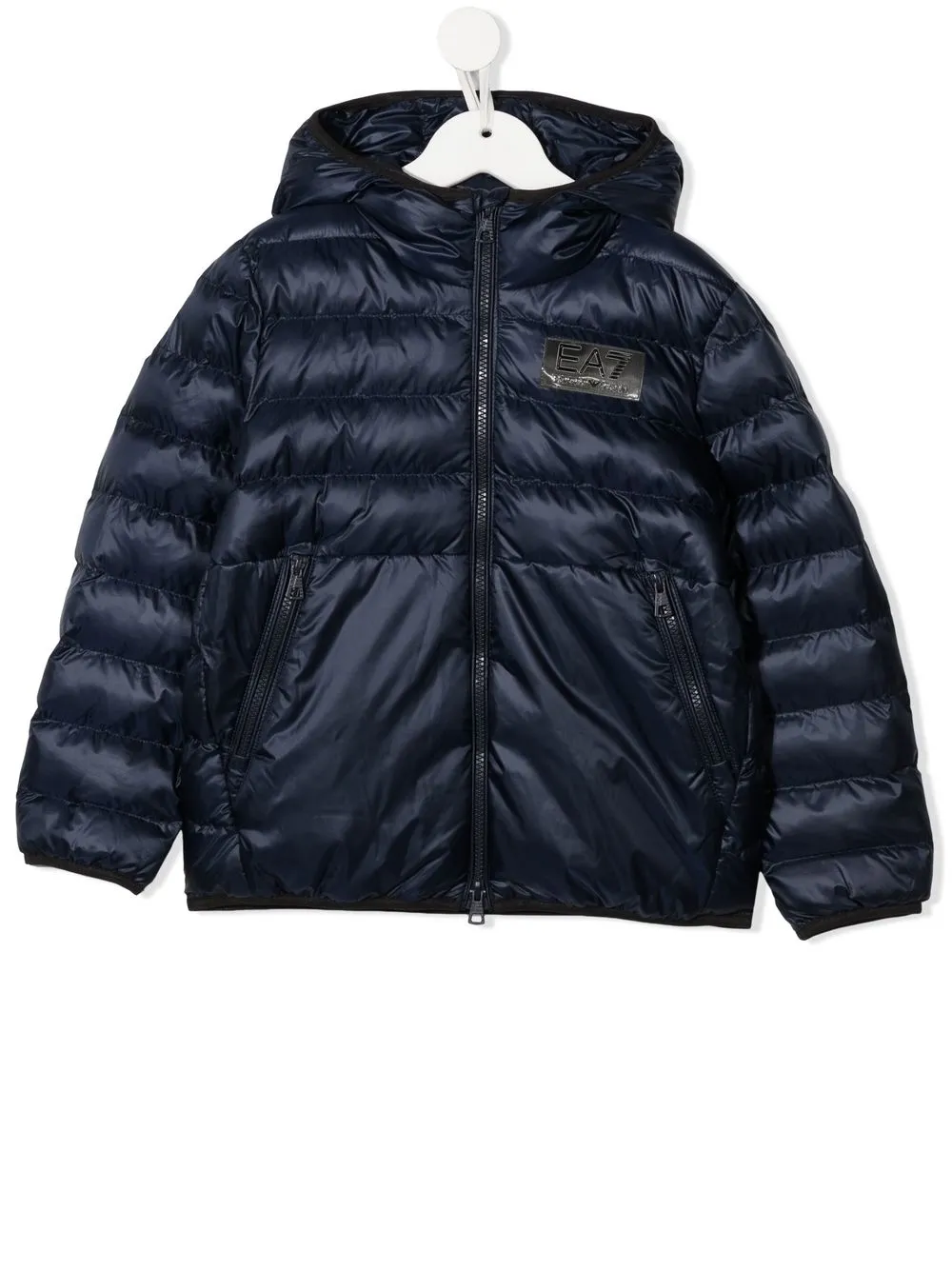 

Emporio Armani Kids chamarra capitonada con parche del logo - Azul