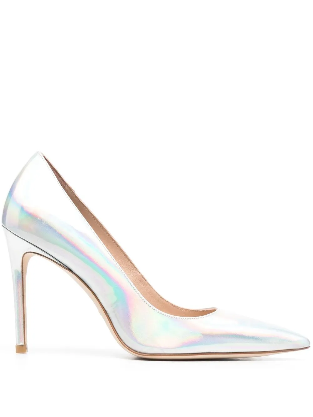 

Stuart Weitzman metallic-effect 95mm pointed pumps - Silver