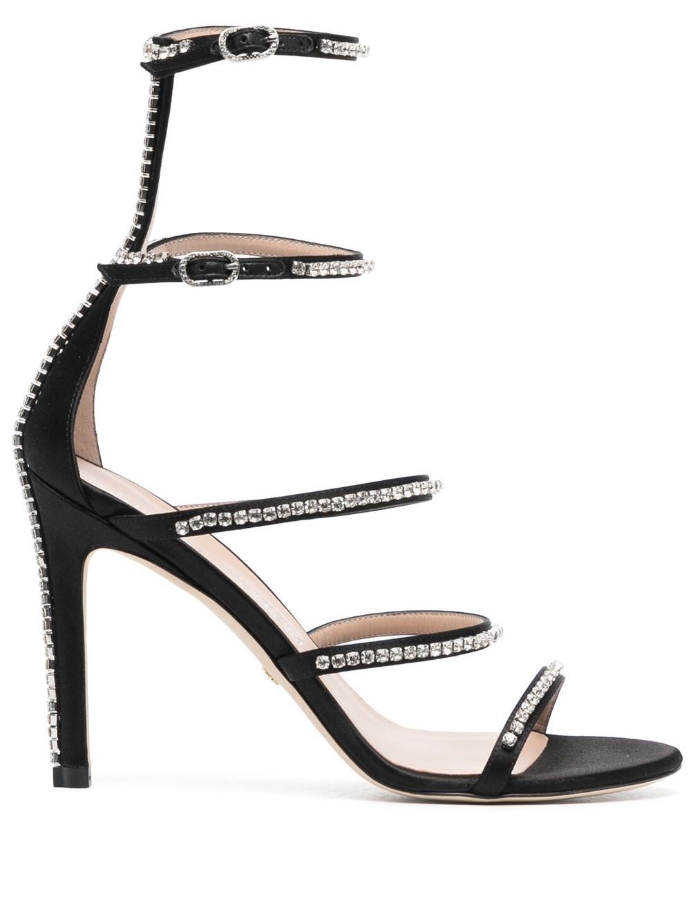 

Stuart Weitzman sandalias con detalles de cristal y tacón de 105mm - Negro