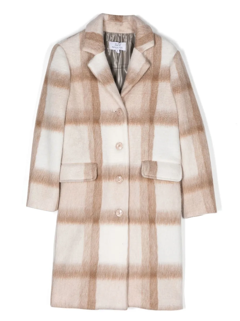 Patrizia Pepe Girl Kids' Single-breasted Check Coat In 中性色