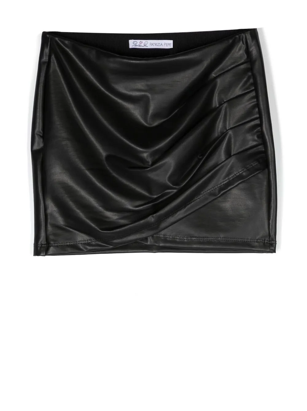 Patrizia Pepe Girl Kids' Draped Faux-leather Skirt In Black