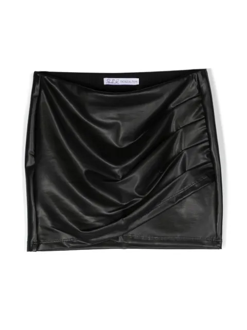 Patrizia Pepe girl draped faux-leather skirt